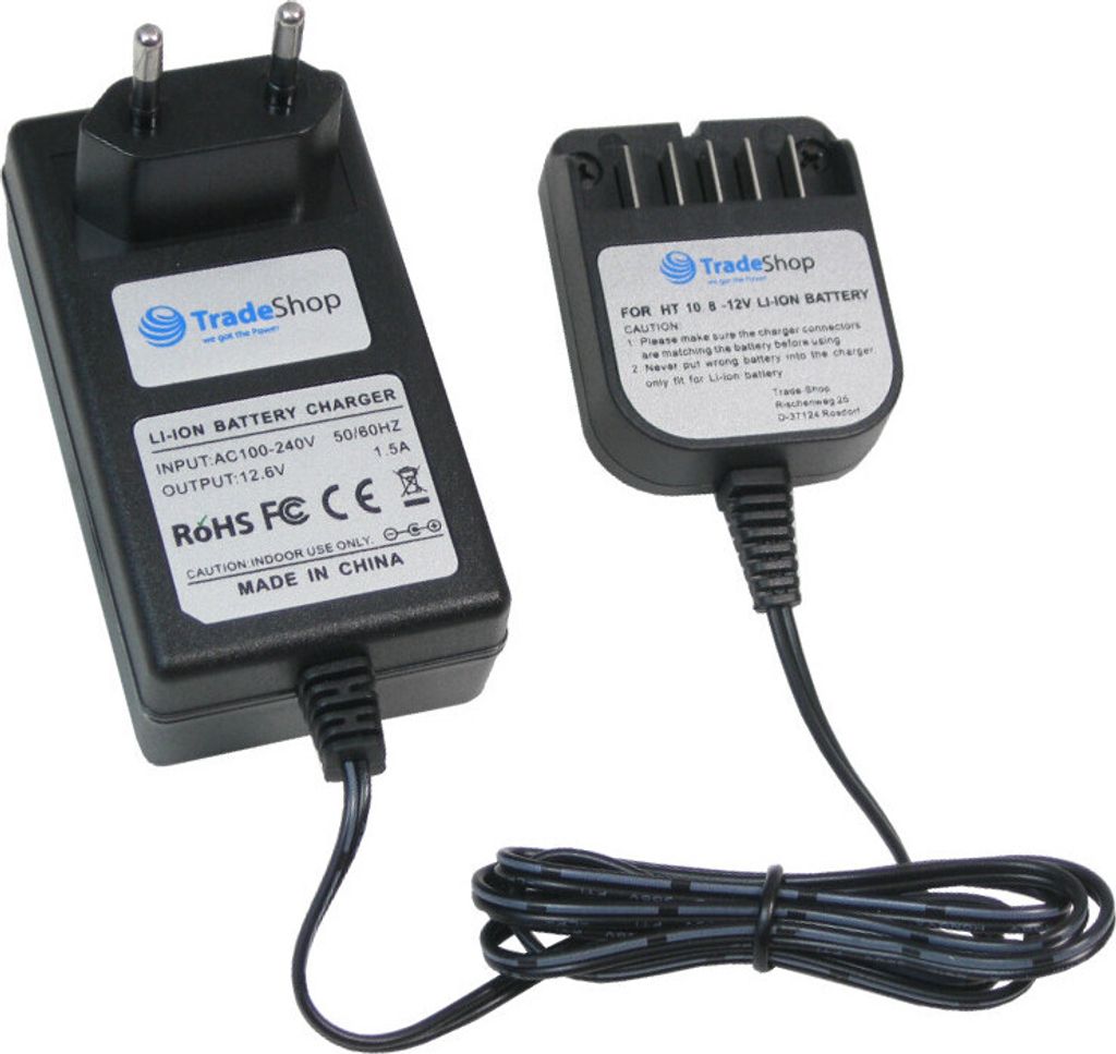 Trade-Shop 10,8V 12V Li-Ion Akku Ladegerät Ladestation für Hitachi Hikoki UC10SFL UC10SL CG10DL CH10DL DS10DAL UB10DAL WM10DBL FDB10FL