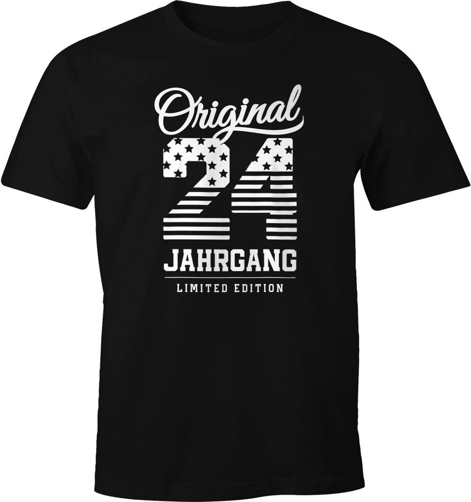 Herren T-Shirt runder Geburtstag Geschenk-Shirt Jahrgang 01-99 Fun-Shirt Jahrgangs-Shirt Moonworks 24 schwarz 4XL