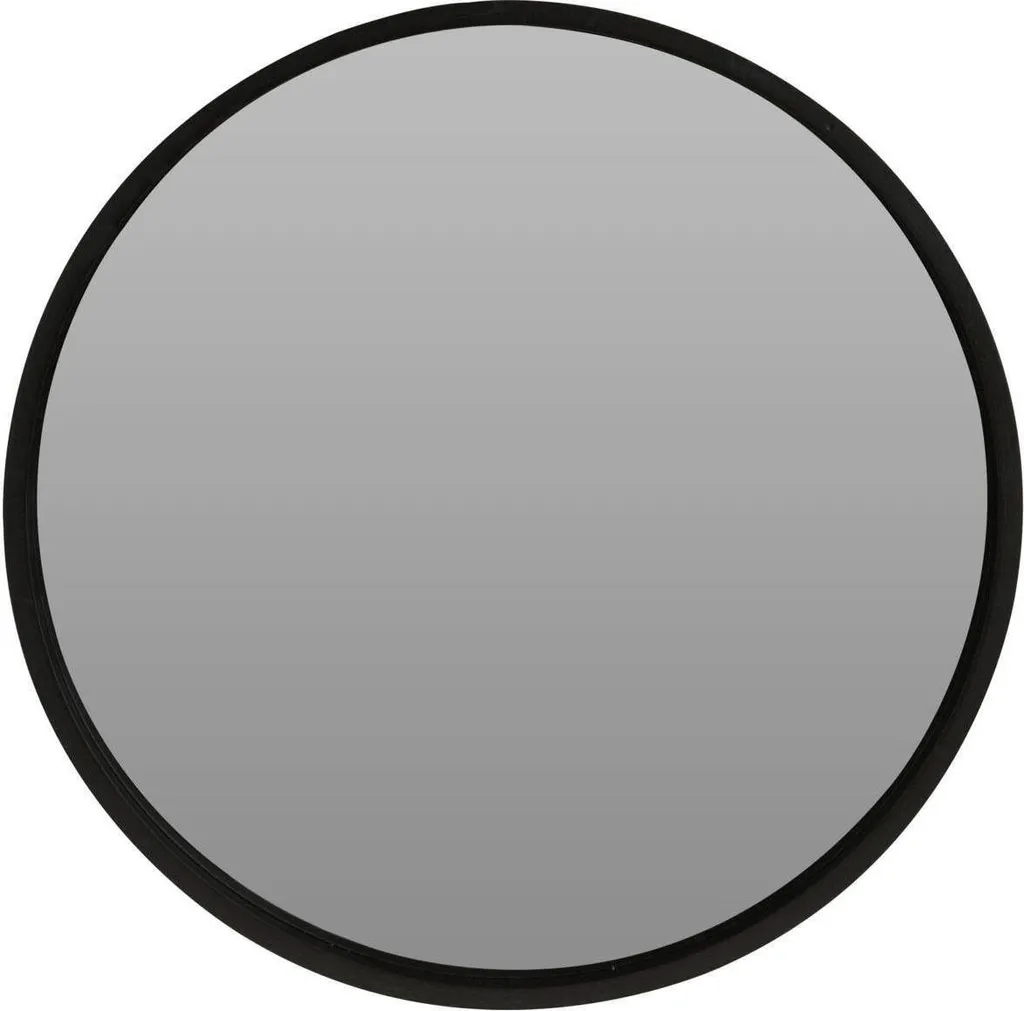 Miroir mural rond cadre noir 50 cm - Décoration chic pour entrée et salon
