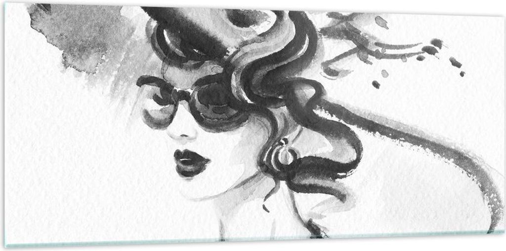 Bilder auf glas - Frau Modell - 120x50cm - Glasbilder - Wandbilder - Bilder - Kunstdruck - zum Aufhängen bereit - Wanddekoration aus Glas - Glas B...