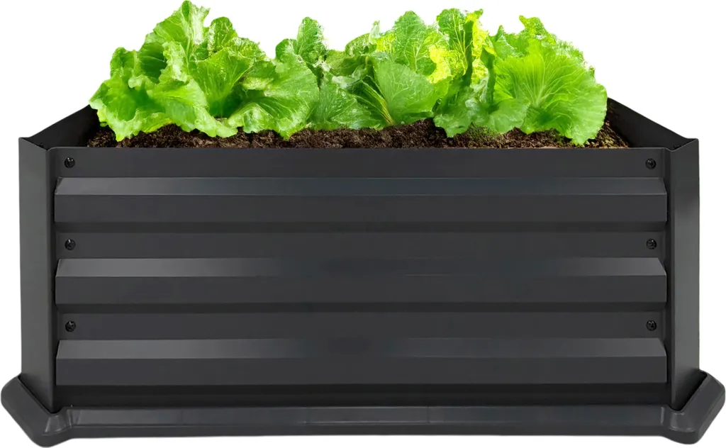 Clôture de jardin décorative LINNEA en métal gris anthracite 84 cm