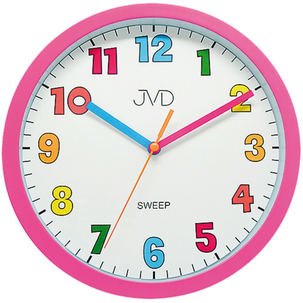 JVD HA46.2 Wanduhr für Kinder Mädchen Kinderwanduhr rosa Produktbild 