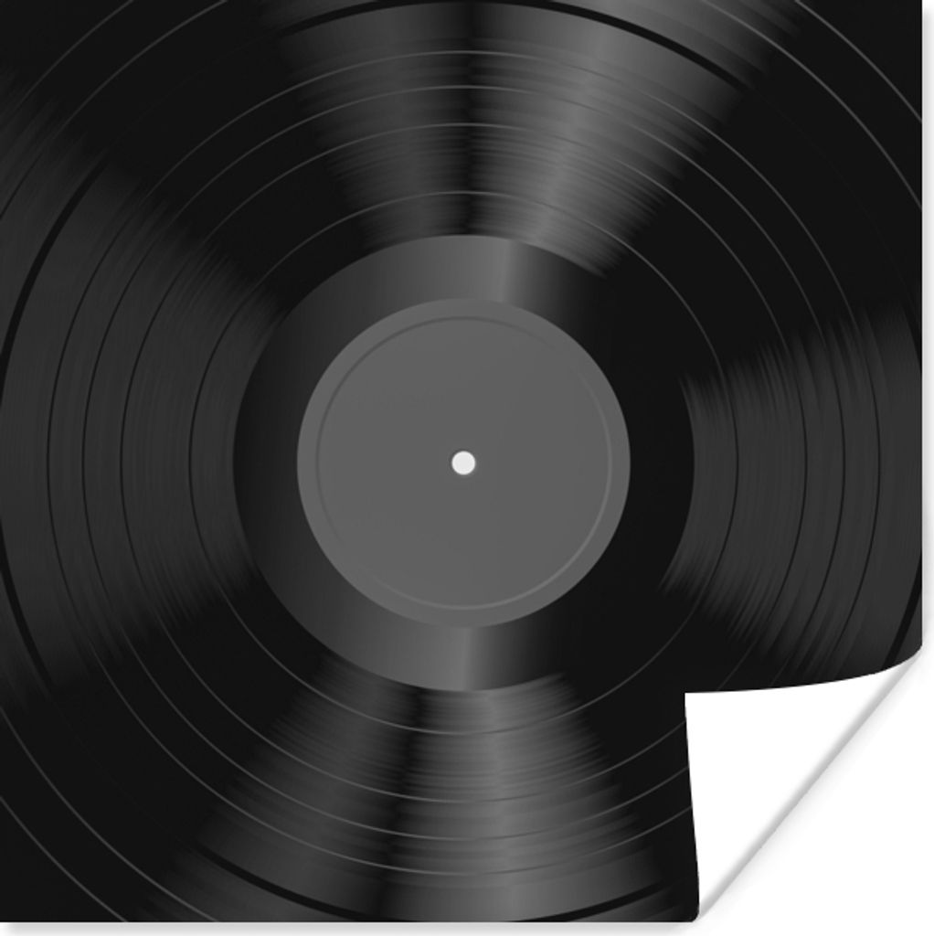 MuchoWow Poster Vinyl LP - Jahrgang - Grau 50x50 cm - Wohnzimmerdekoration