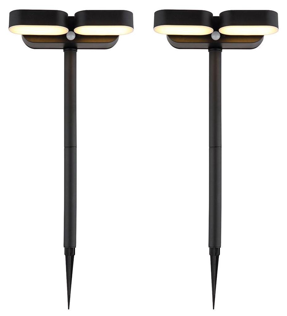 2x LED Solarleuchte, Spot, IP44, Erdspitz oder Wandmontage