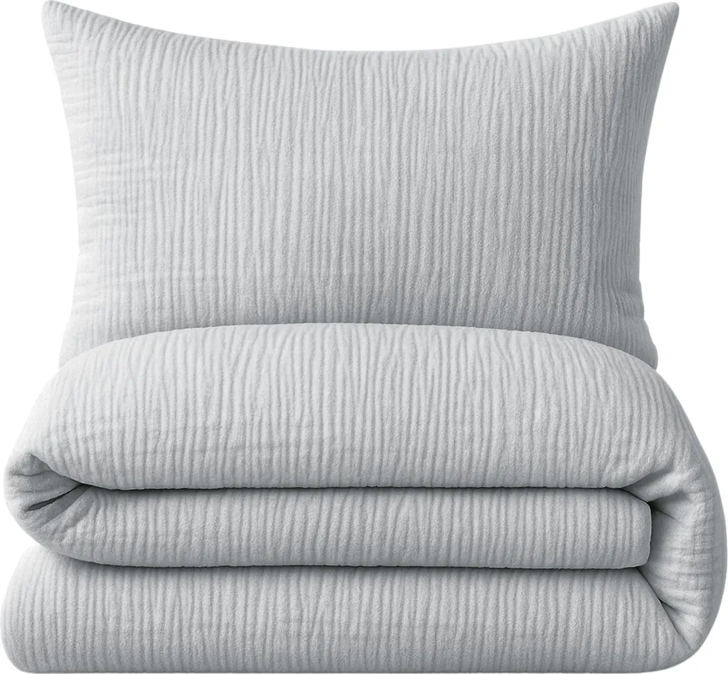 Housse de couette en mousseline 100% coton argenté pour lit une place