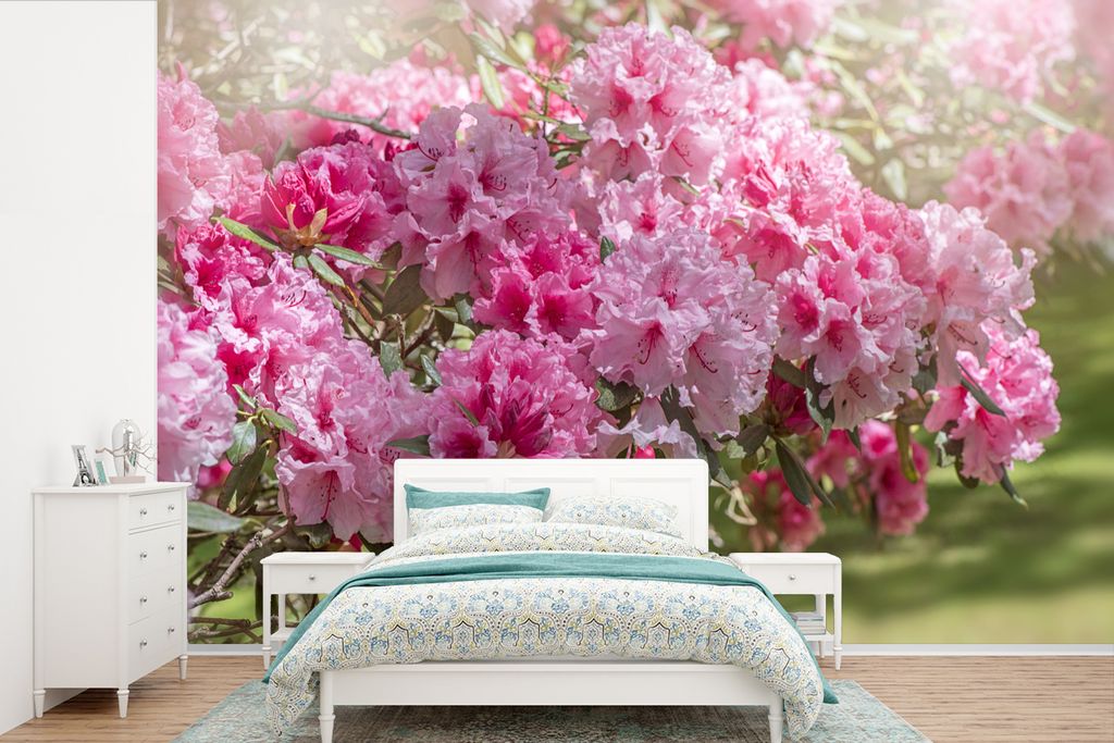 MuchoWow Fototapete für Wohnzimmer oder Schlafzimmer Wandtapete Vinyl Motivtapete Sommerfarben der Hortensie - 600x400 cm - Vinyltapeten