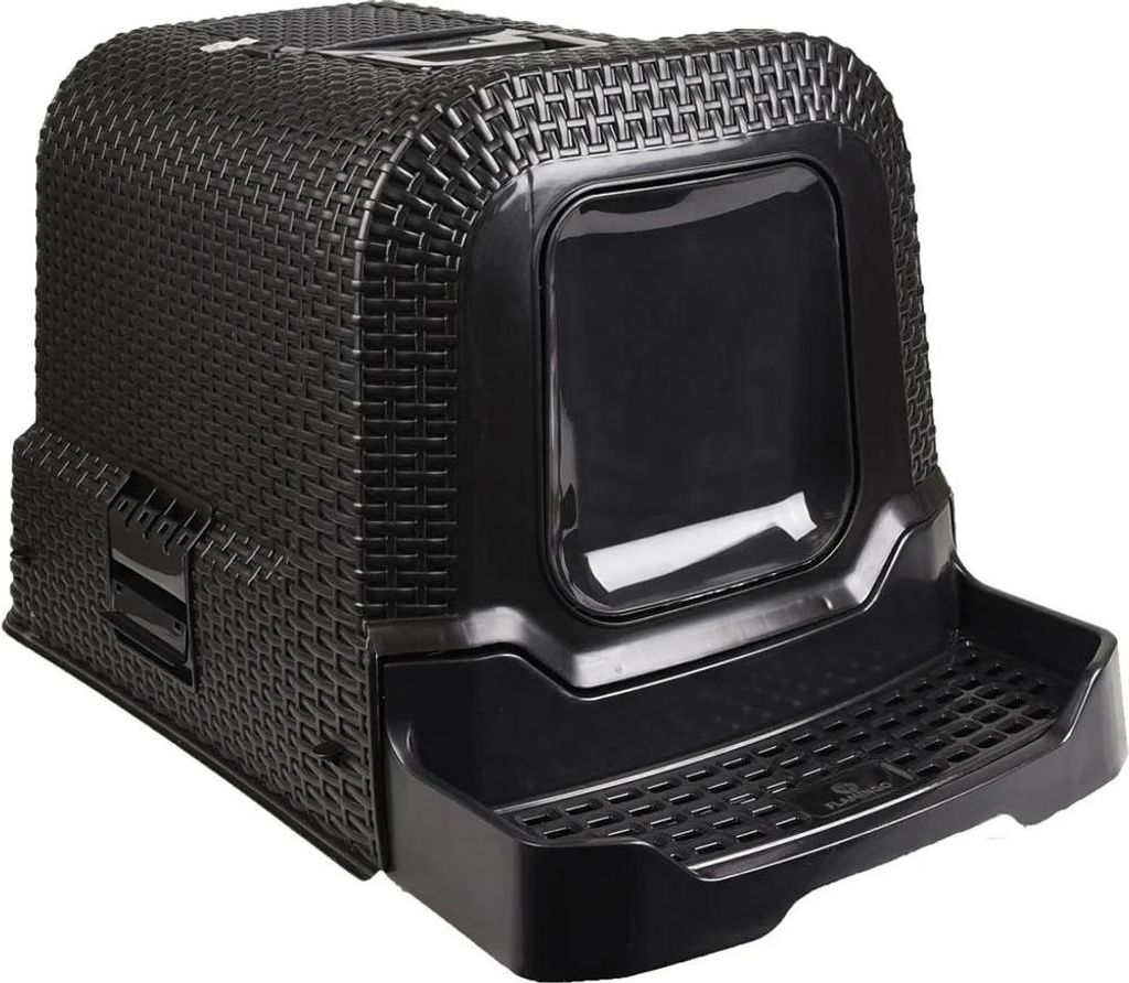 Flamingo Rattan Katzentoilette Schwarz 42 x 69 x 41 cm Schwarz 42 x 69 x 41 cm