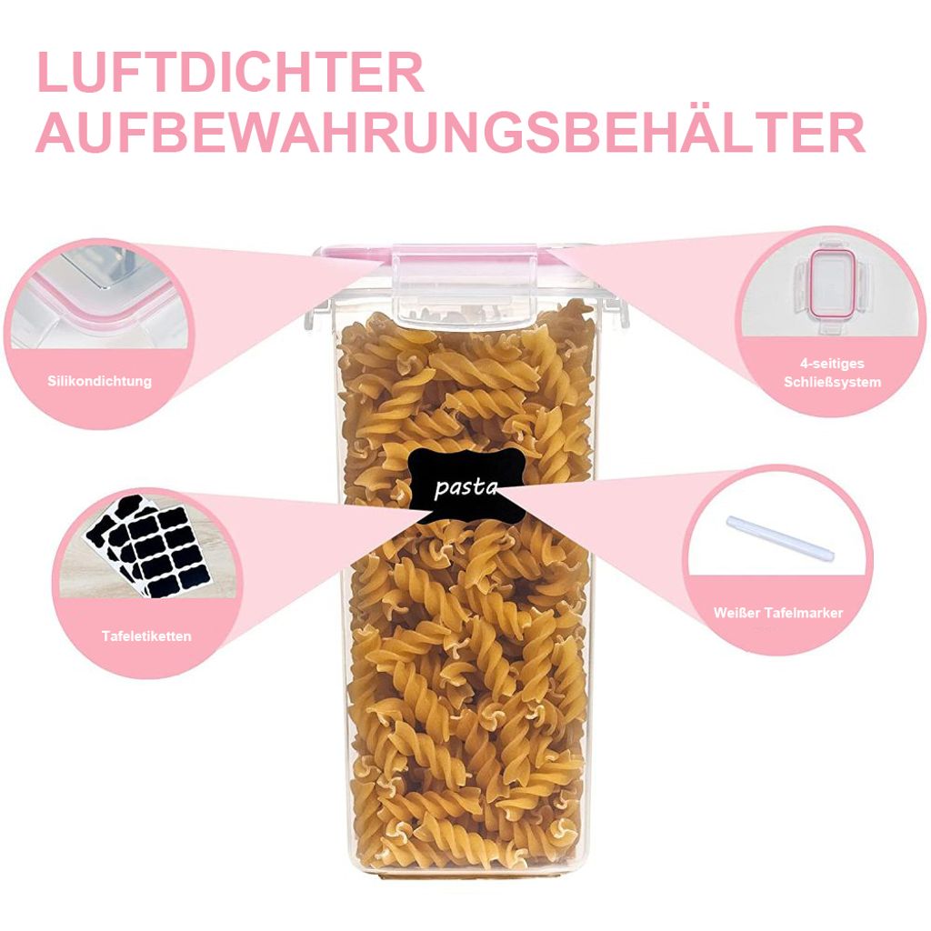 Vtopmart Vorratsdosen Set 4x 2,8L  Luftdicht, Stapelbar, Msli &  Lebensmittel Mehl Aufbewahrung