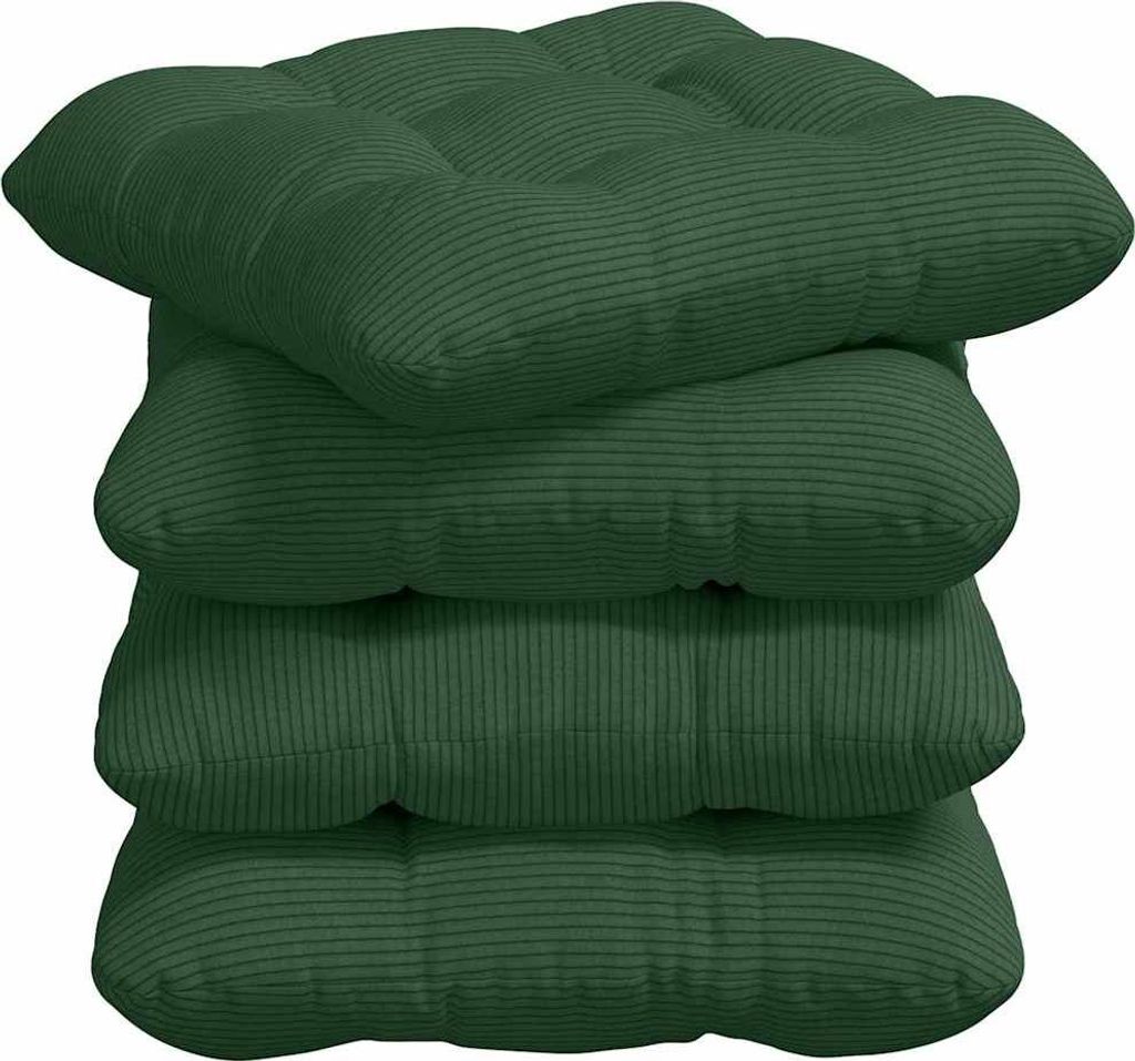 vidaXL Sitzkissen 4 pcs Dunkelgrün 45 x 45 cm Cordstoff