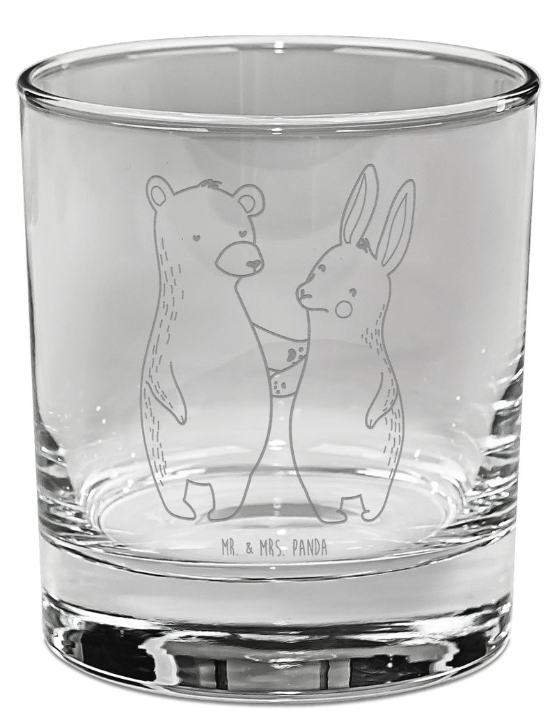 Mr. & Mrs. Panda Tumbler Bär und Hase Umarmen - Transparent - Geschenk, Freundin, für Immer, Umarmung, Glas, Freunde, Old Fashioned, Bourbon, Whi...