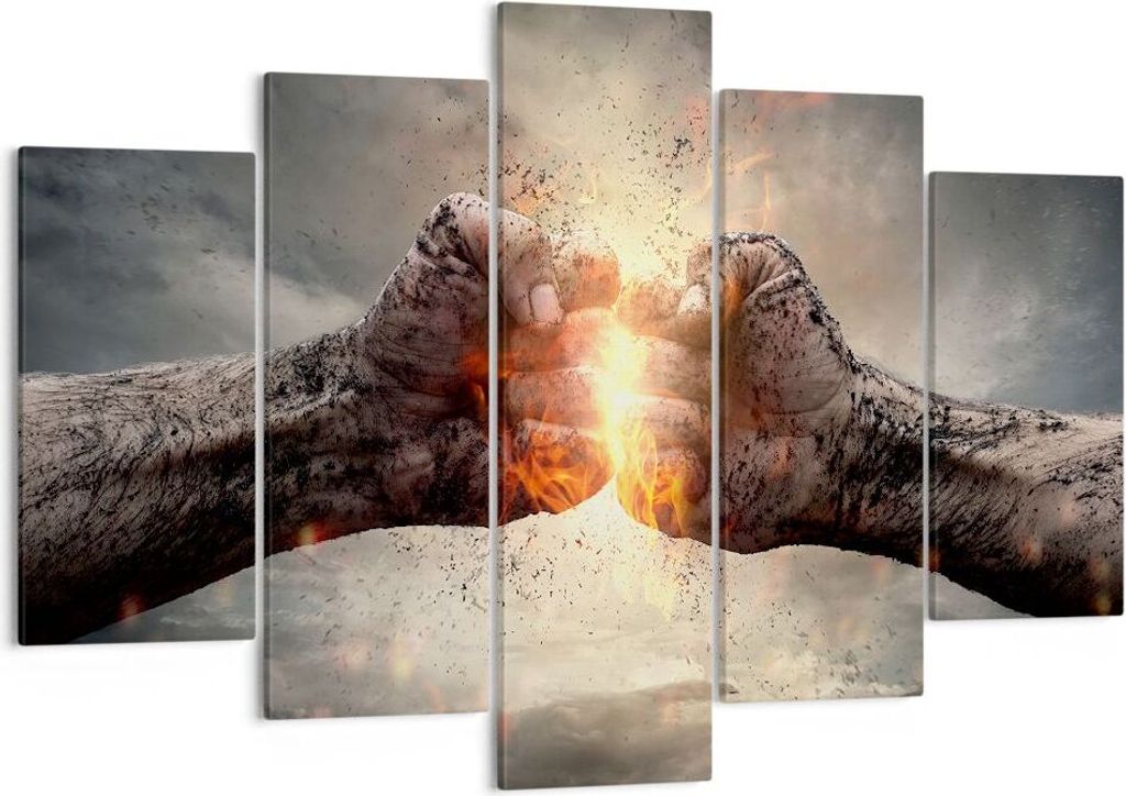Bild auf Leinwand - Leinwandbild - Symbol faust kampf - 150x100cm - Wand Bild - Wanddeko - Leinwanddruck - Bilder - Kunstdruck - Wanddekoration - L...
