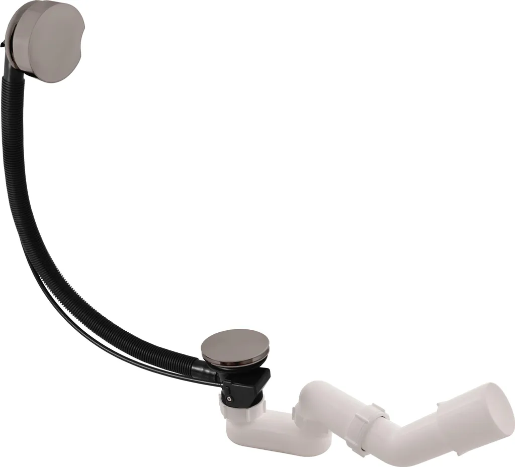Siphon de baignoire complet automatique brossé mat gris métallique