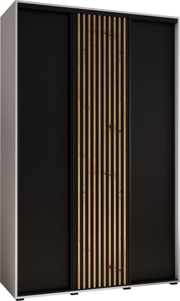 MEBLE KRYSPOL Sapporo 1 Schrank mit 3 Schiebetüren - 205,2x150x45 cm - Weiß Schwarz Artisan