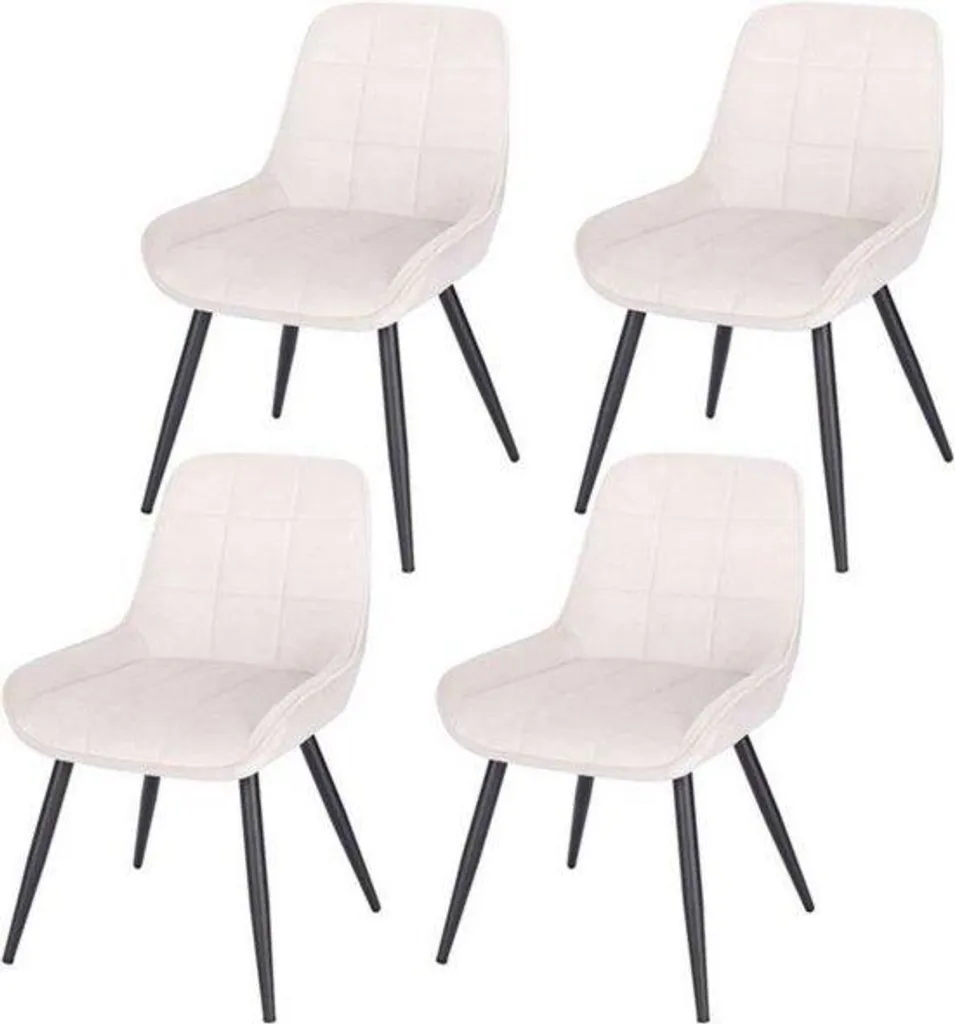 Fauteuil ergonomique en velours crème lot de 4 assise douce et dense