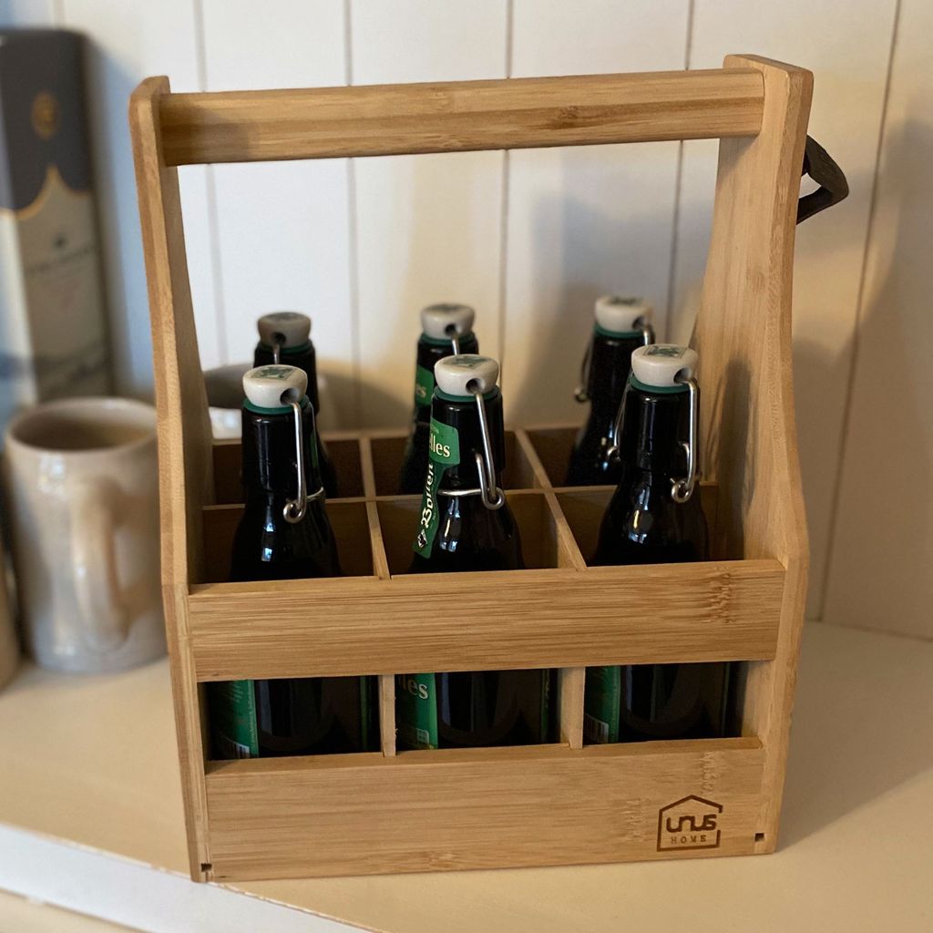 UNUS® Männerhandtasche aus Bambus Bier Flaschenträger 6 Produktbild 2