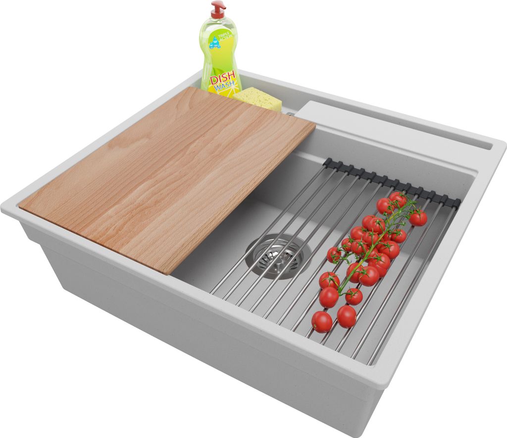 PRIMAGRAN Spülbecken Grau 58x53cm, Granitspüle 1 Becken + Produktbild 