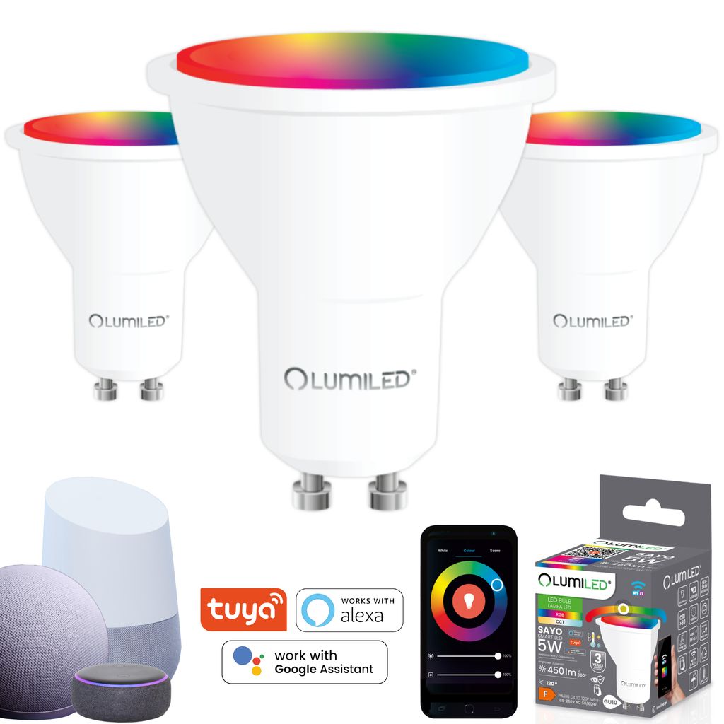 3x LUMILED Smart SAYO PAR16 LED lampa GU10 5W 450lm WLAN Obrázek produktu 