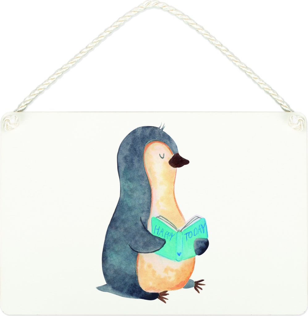 Mr. & Mrs. Panda Schild Pinguin Buch DIN A4 - Weiß - Geschenk, Wandbild Holz, Urlaub, Türschild, Ausruhen, Lesen, Nichtstun, holzbild, Holzschild...