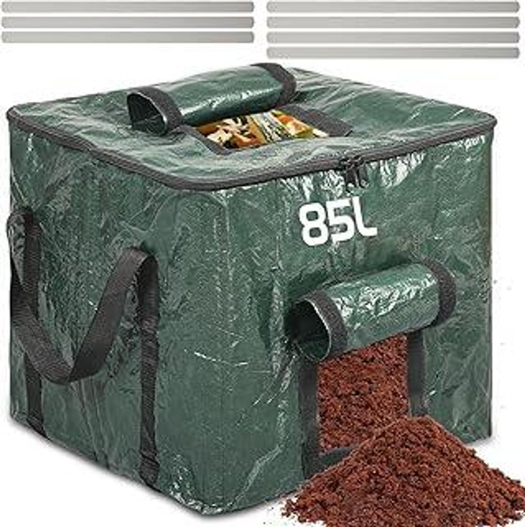 Thermo Komposter 85L – Komposter Garten, Schnellkomposter & robuster Komposter für Küchen- und Gartenabfälle – Platzsparendes Design mit Bel...