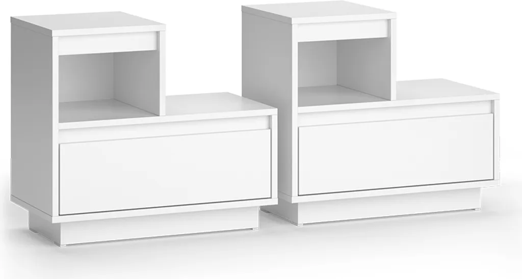 Table de chevet Vicco Tina blanc lot de 2 modèle 51923 pour chambre
