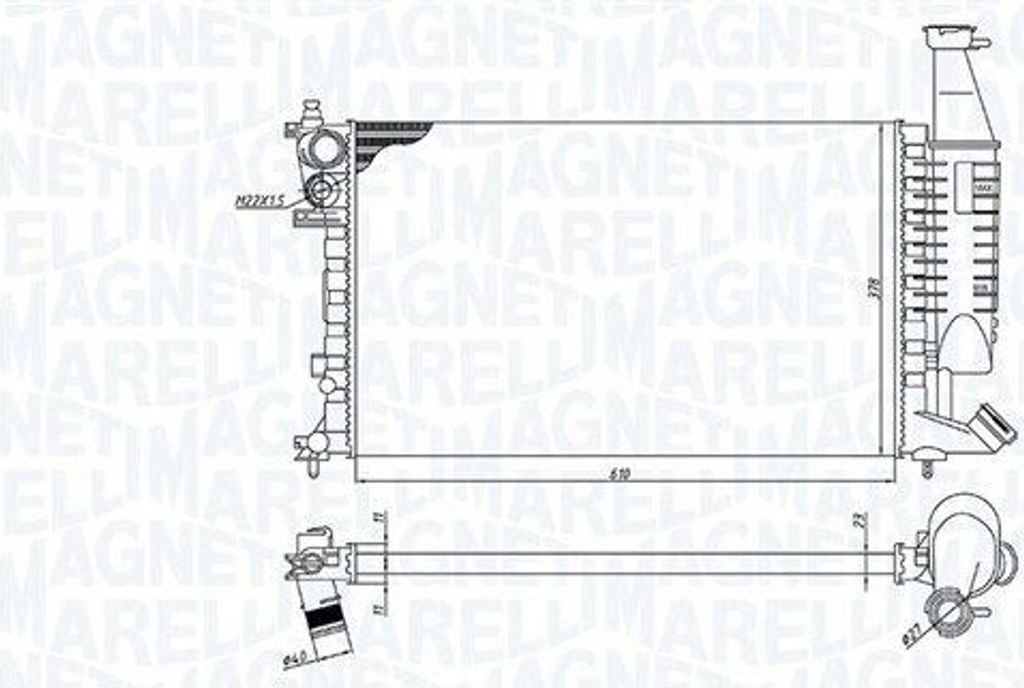 MAGNETI MARELLI 350213186400 - OE 133047 Kühler, Motorkühlung für Berlingo, Partner (5, G)