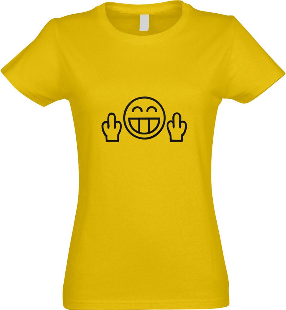 Kiwistar - T-Shirt tailliert - Damen - gelb - Fuck You - mit Motiv Bedruckt - Funshirt Design - Sport - Freizeit - Damen - L