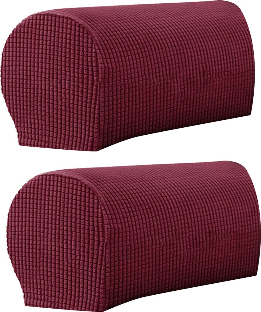 2pcs Sofa Arm Protector Anti-Slip High Elastic Polyester Einfach zu installieren Armlast Deckungen Haushaltsvorräte-Weinrot
