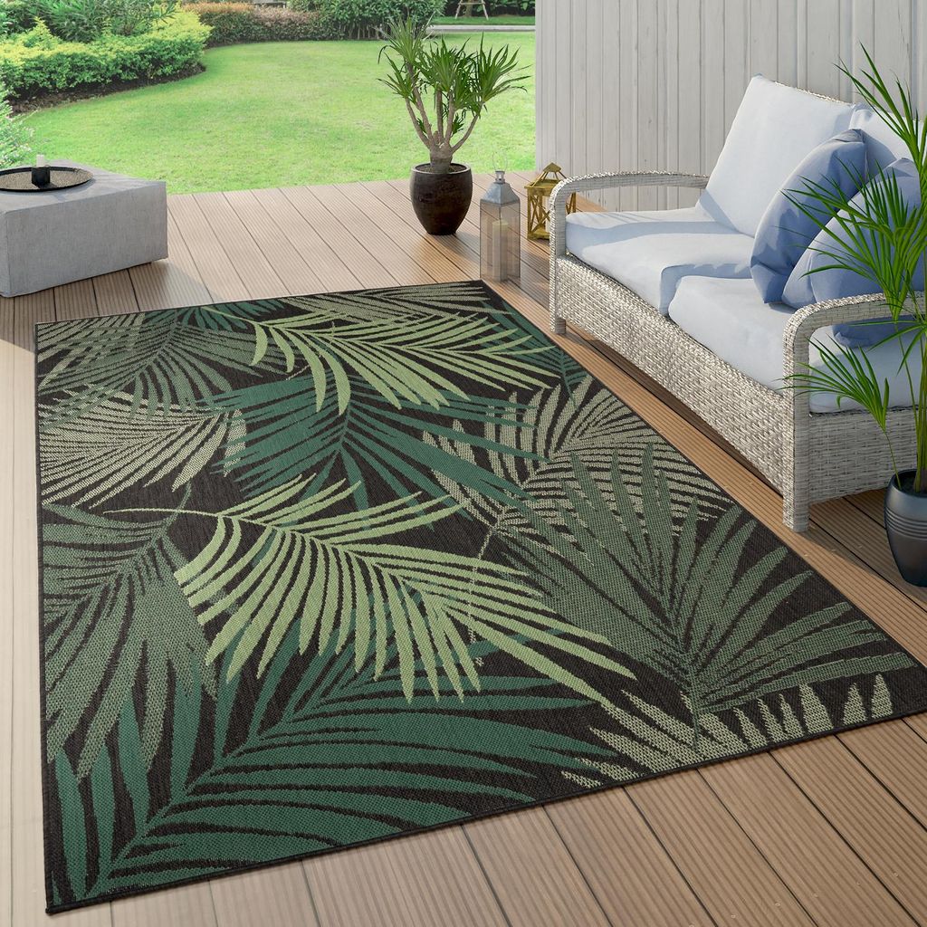Outdoor Teppich Wetterfest Balkon Palmen Dschungel Florales Produktbild 