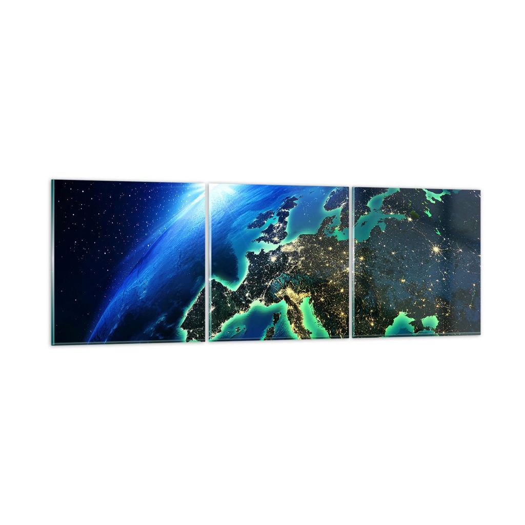 Bilder auf glas - Nacht raum welt ansicht - 90x30cm - Glasbilder - Wandbilder - Kunstdruck - zum Aufhängen bereit - Wanddekoration aus Glas - Glas...