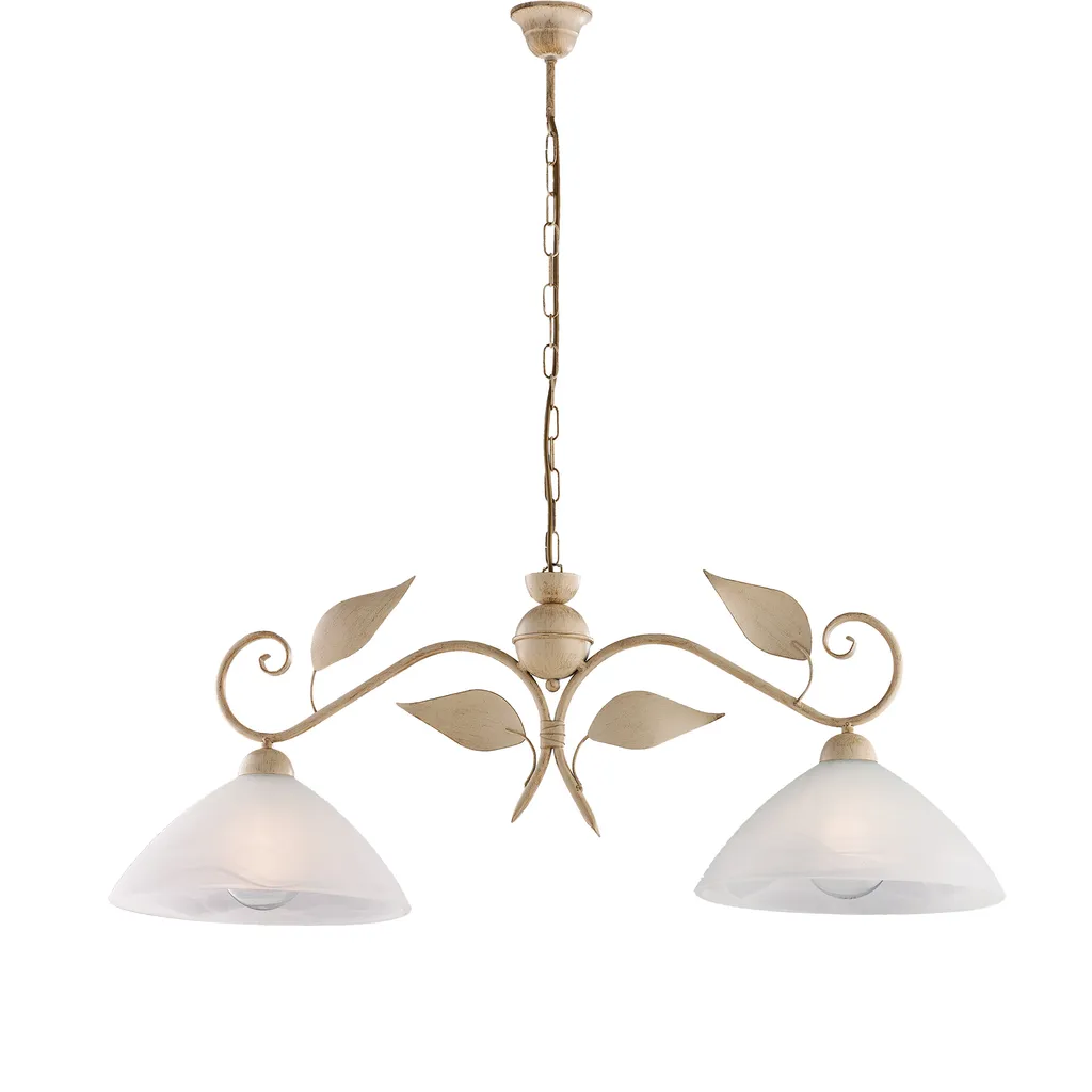 Lustre Esse en fer ivoire et or antique avec verre albâtre, 96x30 cm