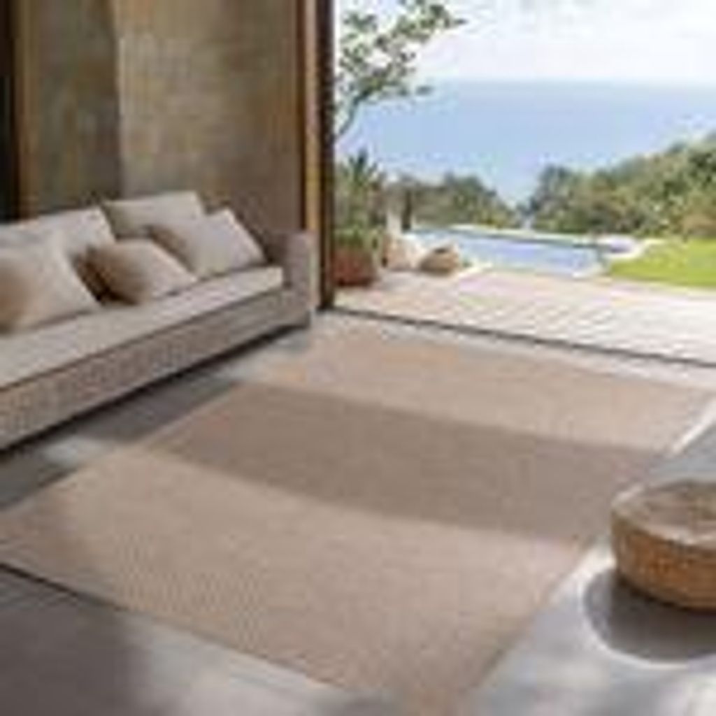 Indoor Outdoor Teppich wetterfest, Ideal für Küche, Balkon, Terrasse, Wohnzimmer und Esszimmer, Boho Stil, Größe: 120 x 170 cm, Farbe: Beige-1