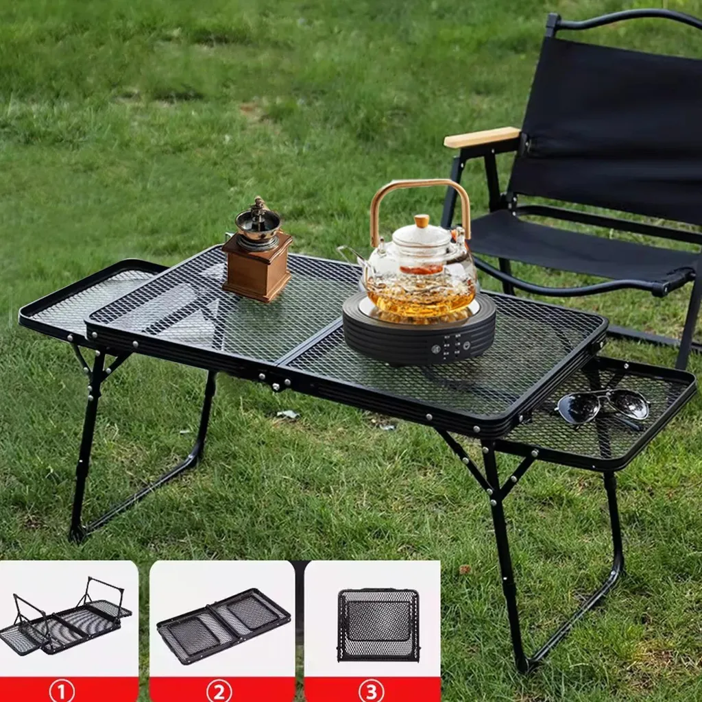 Tavolo da Picnic Pieghevole Argento | Sicuro e Facile da Pulire - 3