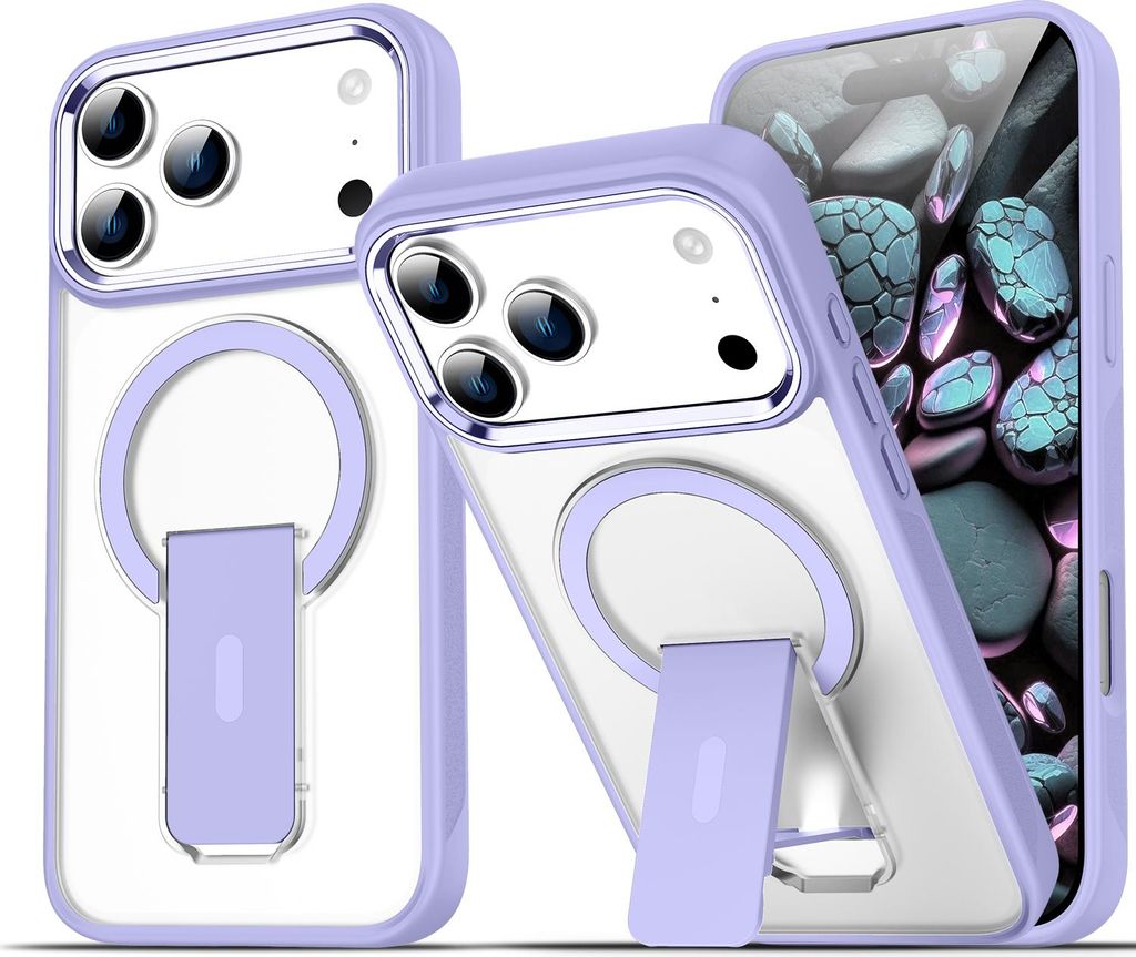 Magnet Ständer Hülle für iPhone Air, Kompatibel mit MagSafe, Matt Rückseite Stoßfeste Handyhülle Violett