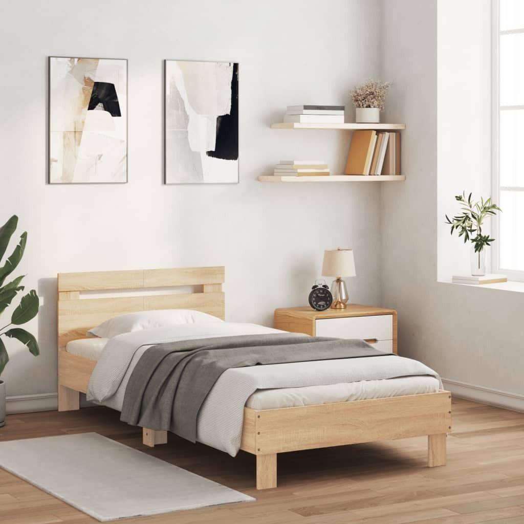 "im Sonderangebot"Bettgestell - CLORIS - Einzelbett - ohne Matratze mit Kopfteil Sonoma-Eiche 100x200 cm - Einfache Montage - - NeuMöbel8082847