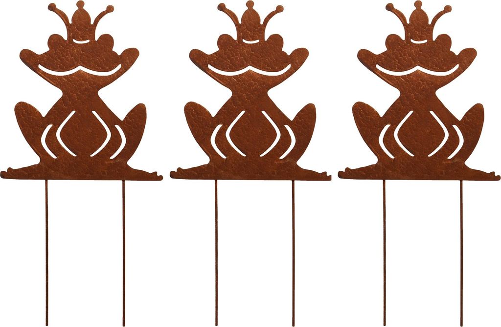 Gartenstecker Frösche 3er Set Rost Gartendeko Roststecker Edelrost Metall
