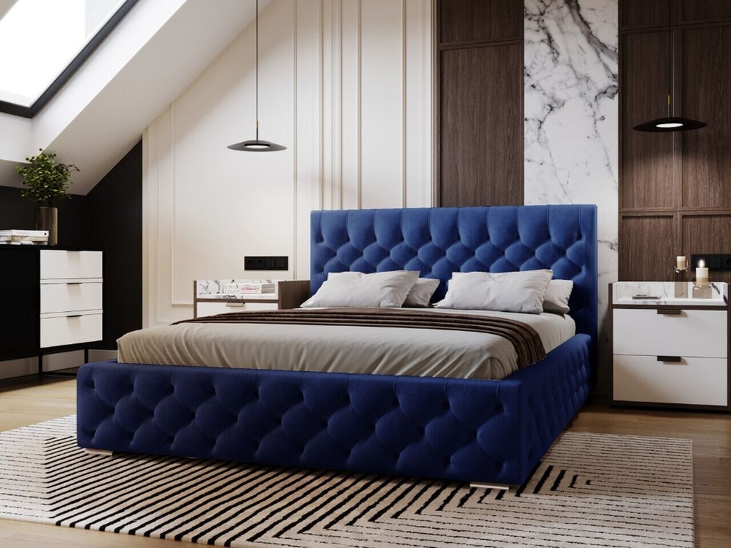 GRAINGOLD Glamour Chesterfield posteľ 180x200 cm Velutto - Obrázok produktu 