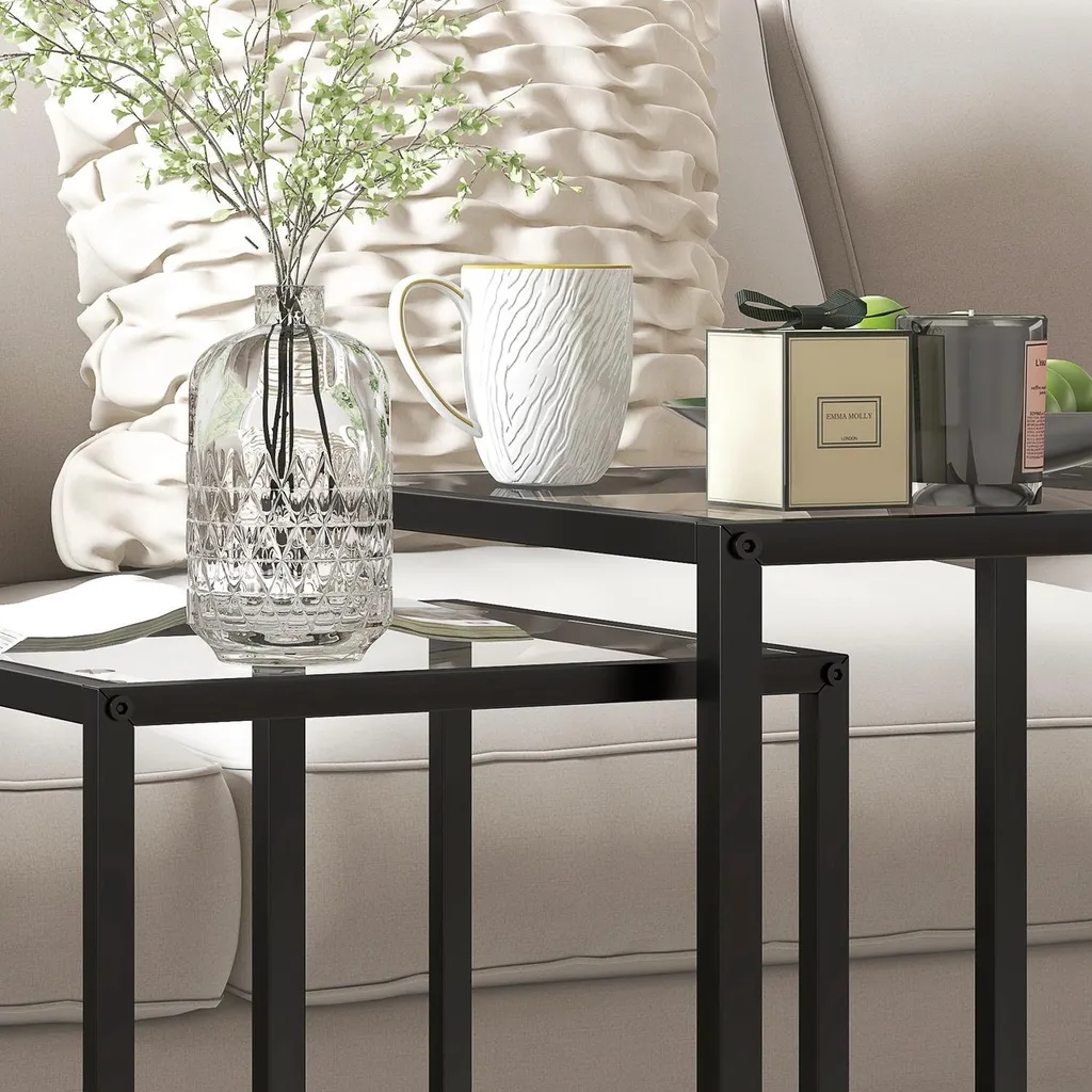 Ensemble table d'appoint noire compacte pour petits appartements - 9