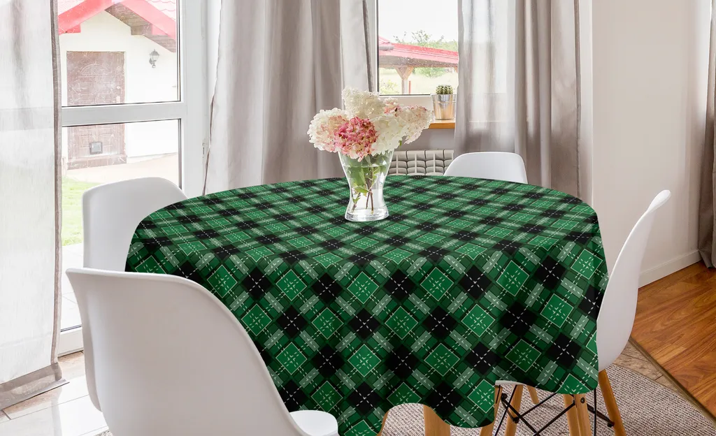 Tovaglia Rotonda 150 cm ABAKUHAUS Nero Verde - Arredo Cucina Premium