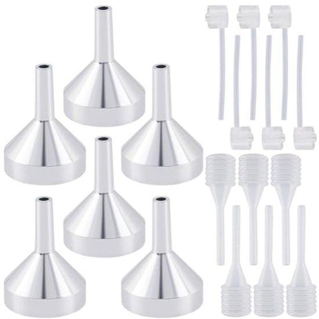 6 Minialuminium-Trichter, Metall-Trichter, transparente Parfüm-Dispenser, kleine Pipette