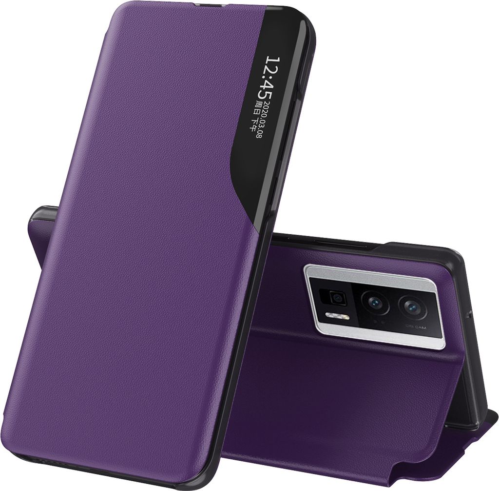 Dünn Flip Stand Cover Kunstleder Schutzhülle für Xiaomi Poco F5 Pro/Redmi K60/K60 Pro Lila