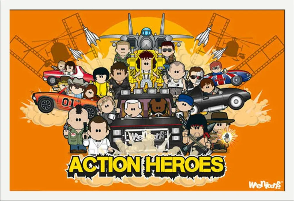 Déco murale Geek : Poster Weenicons Action Heroes cadre blanc Shinsuke