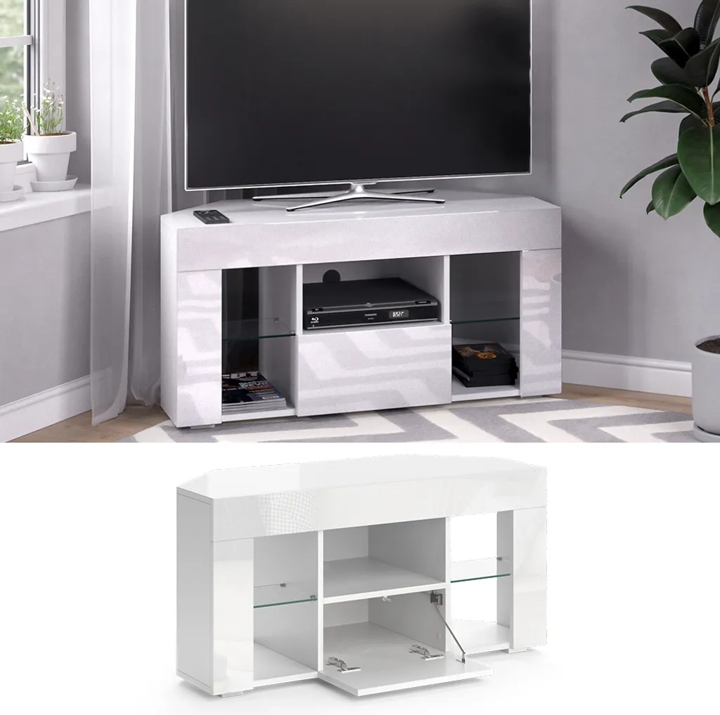 Meuble TV Blanc Compact Vicco Denver 100x50cm Solution Gain de Place - 2