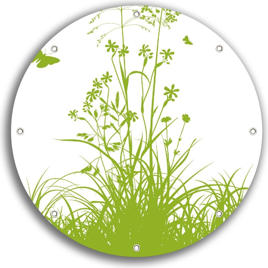 Wallario rundes Outdoor-Poster für Garten oder Balkon, Motiv Grüne Sommerwiese, 30 cm Durchmesser