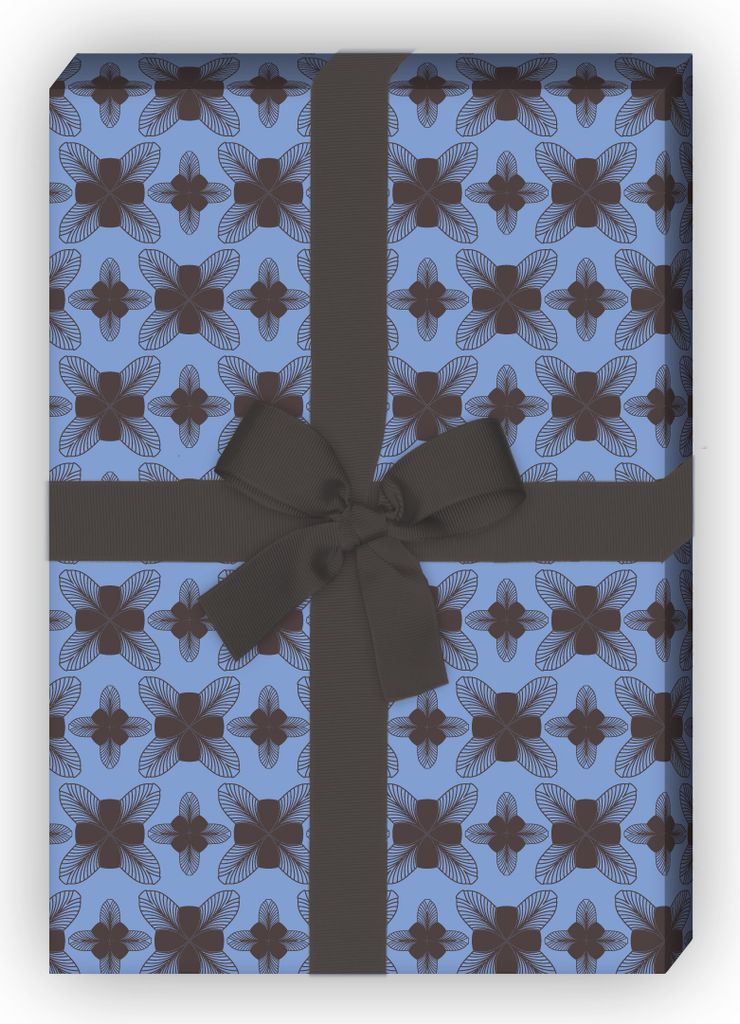 zartes Geschenkpapier Set, Dekorpapier mit Jugendstil Blüten, lila - G8568, 32 x 48cm