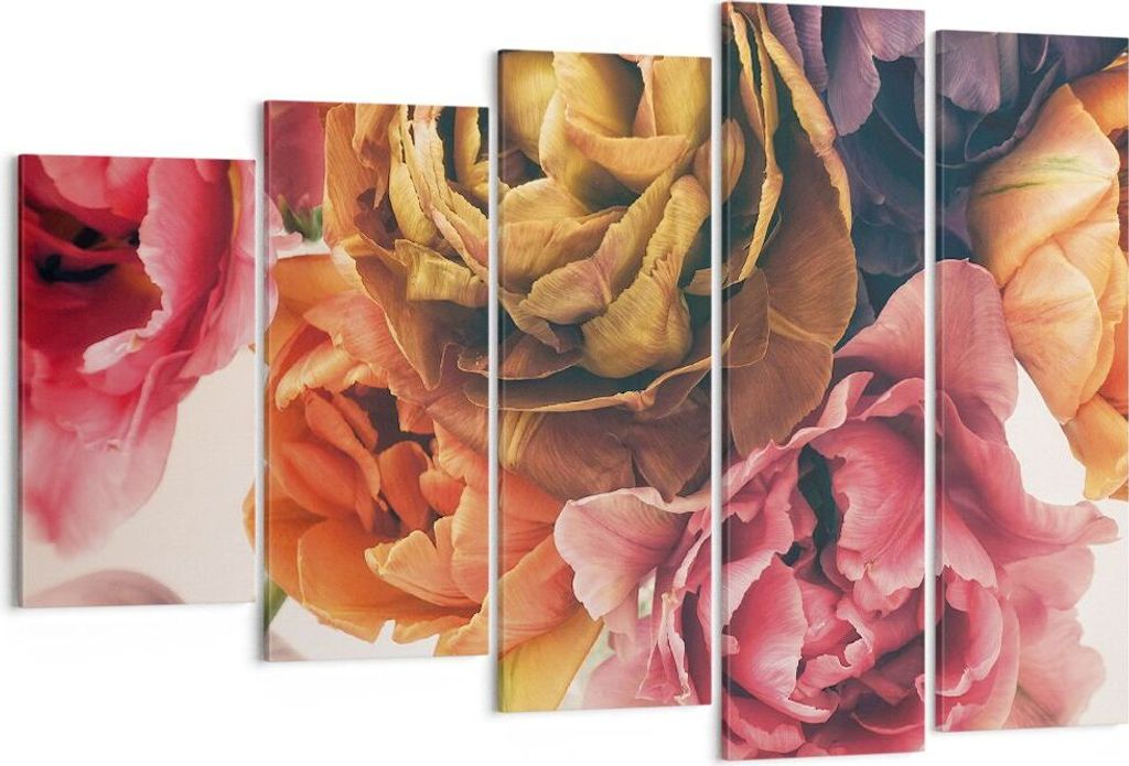 Bild auf Leinwand - Leinwandbild - 5 Teile - Blumenstrauß Blumen Braut - 150x100cm - Wand Bild - Wanddeko - Wandbilder - Leinwanddruck - Bilder - ...