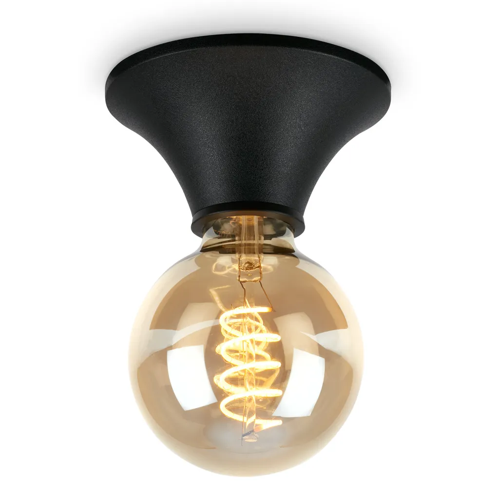 Plafonnier Étanche IP44 Noir Briloner Douille E27 Luminaire Compact