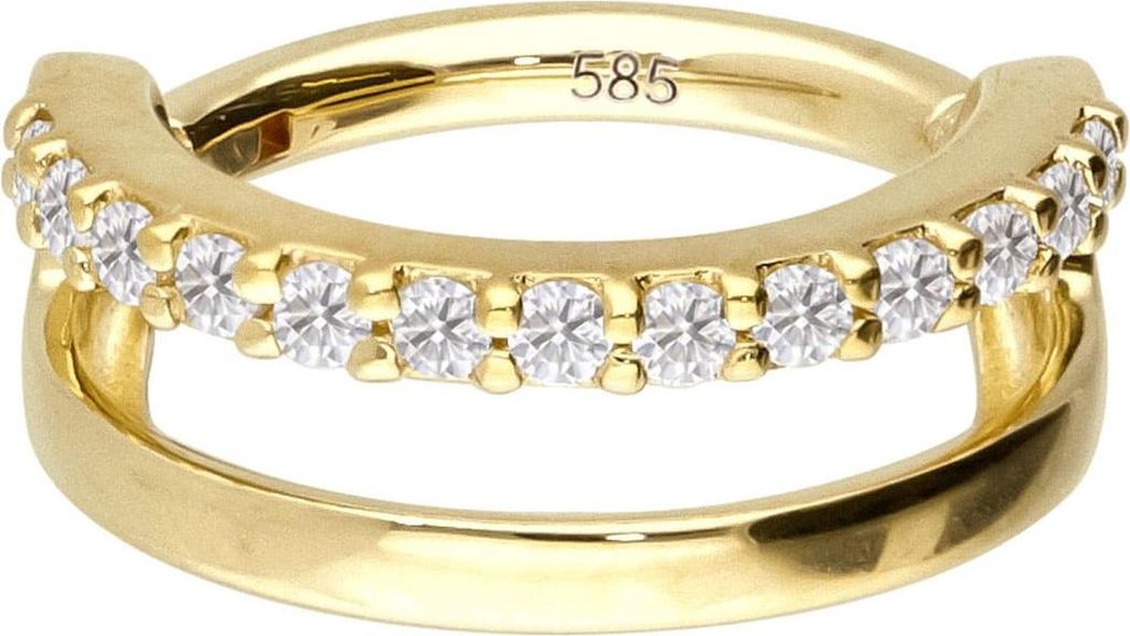 Ohrpiercing, Nasenpiercing, Septum Piercing 14/18 Karat Gold Segmentring Clicker EINGEFASSTE MOISSANITE + DOPPELRING Gold | 14 Karat Innendurchmess...