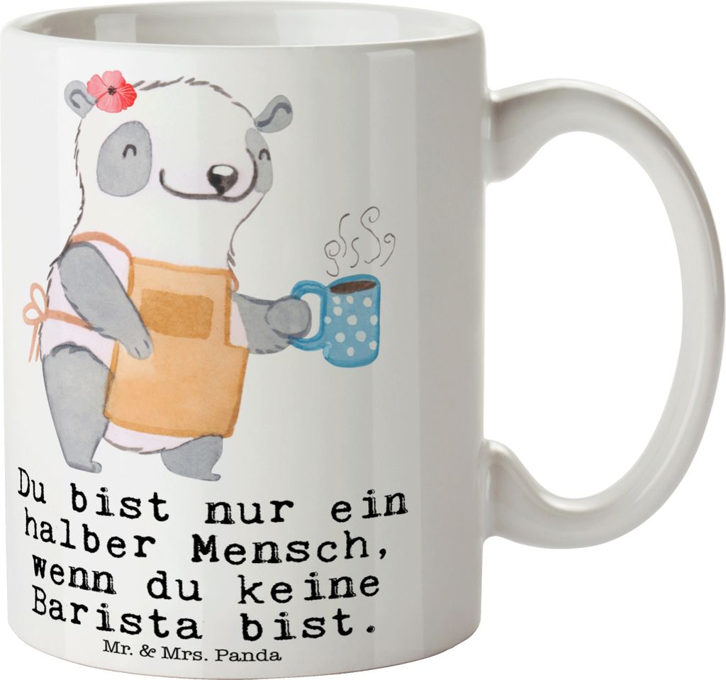 Mr. & Mrs. Panda Trinkbecher Barista Herz - Weiß - Geschenk, Kaffeebecher, Kaffee, milchtasse, Tasse, Ausbildung, mit Spruch, schöne, Eröffnung ...