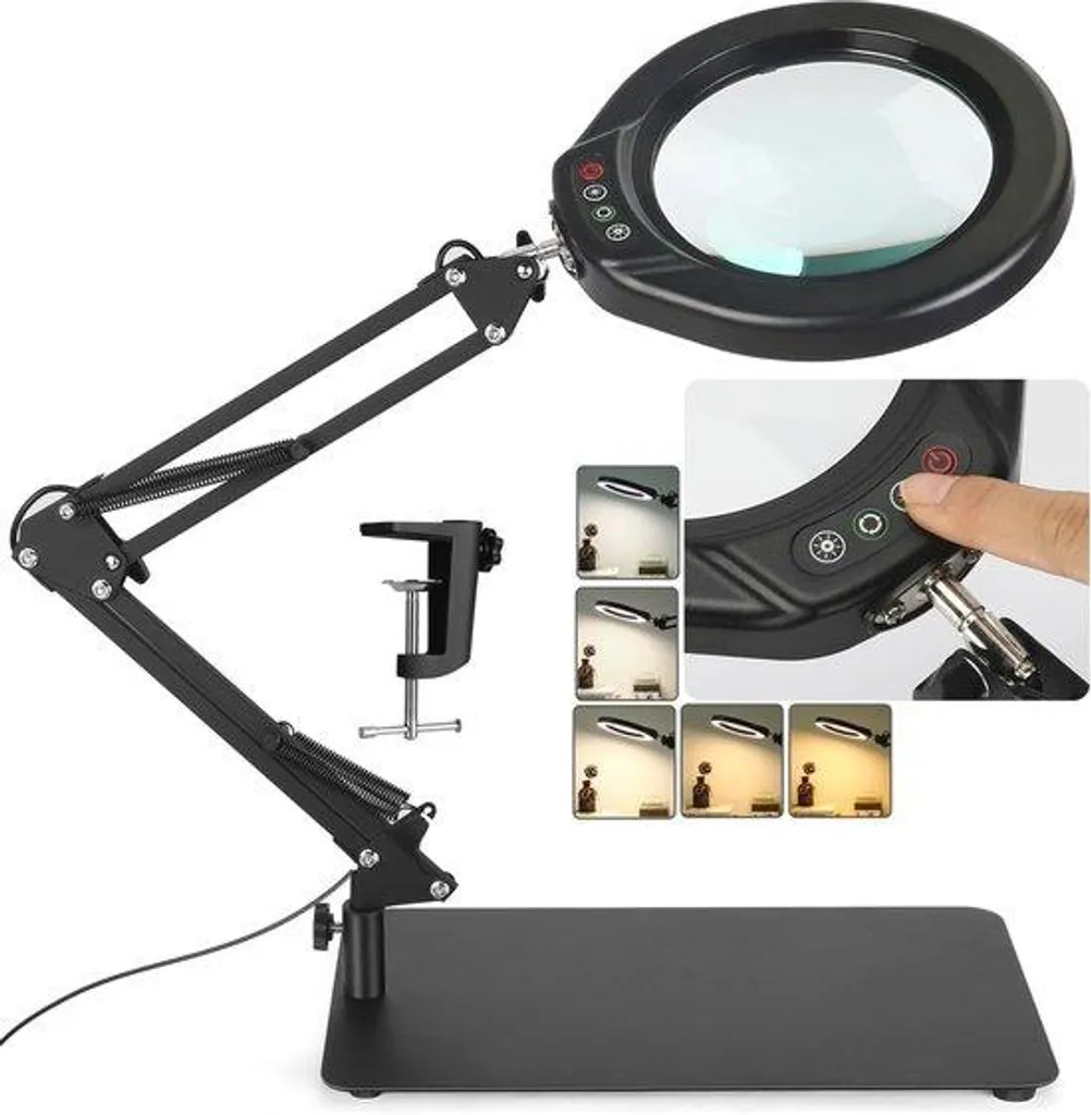 Lampe loupe de bureau avec socle pour lecture et bricolage - Vision 10x