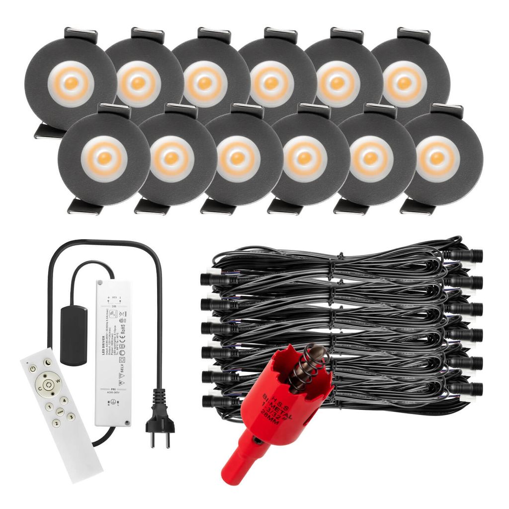 S-Polylight PREMIUM Mini LED- Einbauspots Warmweiss 3.000K, Smart, Smarthome, App, Alexa, DIMMBAR, IP65, FUNK 3W LED Einbaustrahler Terrassenüberd...